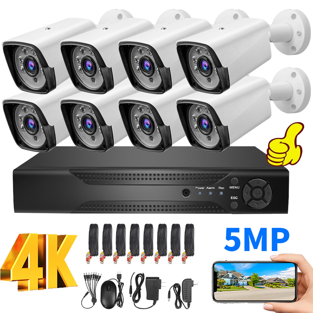 8CH H.265+ 5MP Lite DVR 1080P FHD Home Security Camera System Kit Outdoor CCTV
