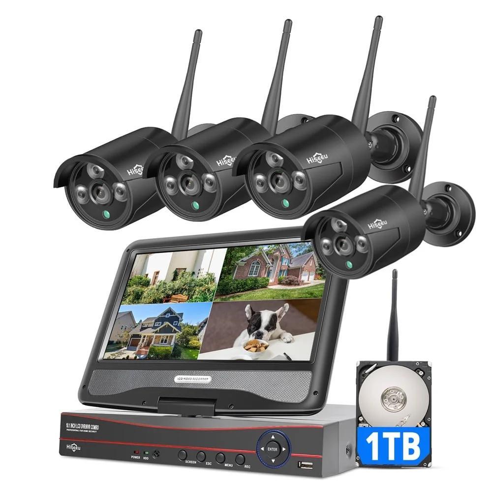 Security Camera System 4Pcs Wireless Wi-Fi With Audio Recording Nightvision Wate