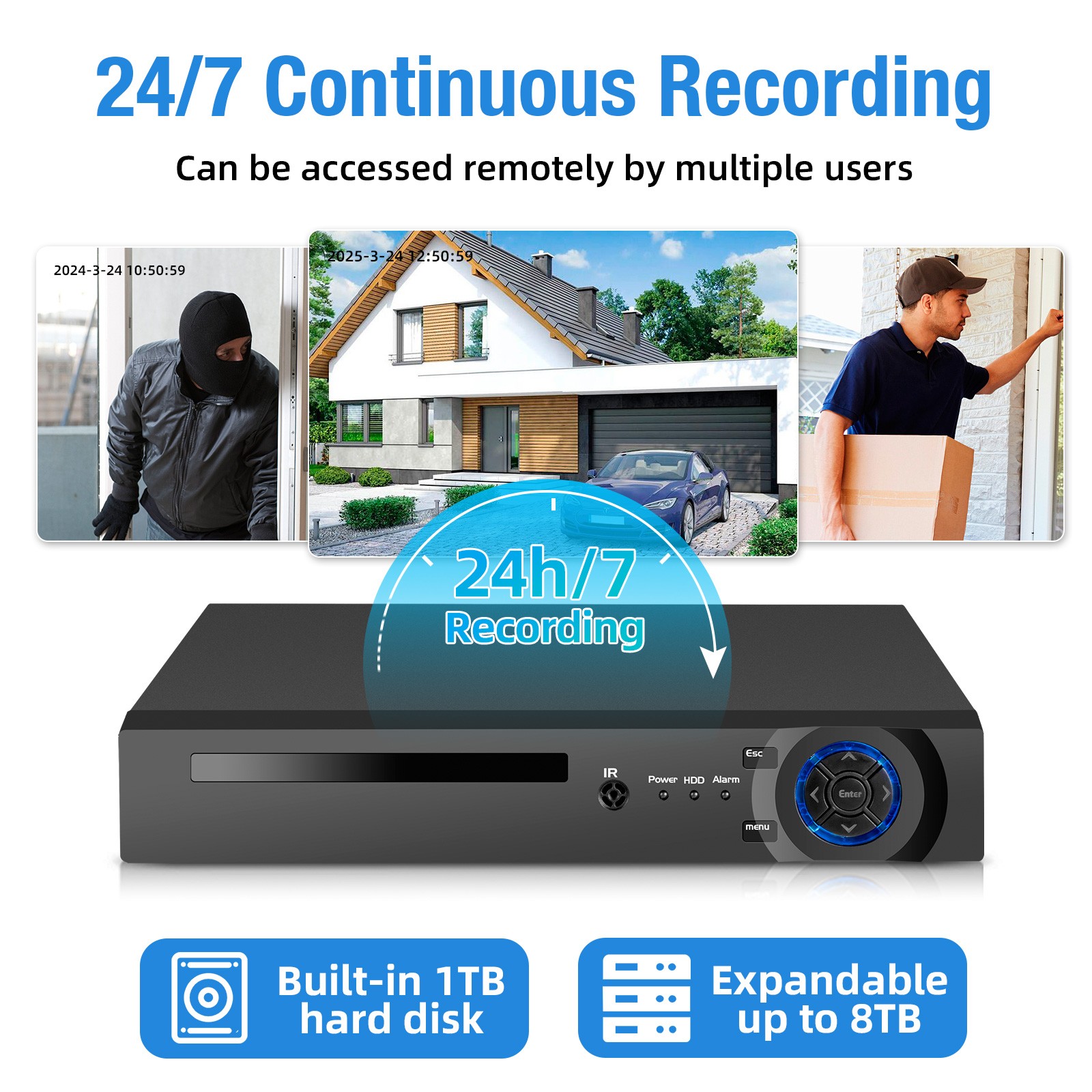 4MP POE Security Camera System 8CH NVR Smart Detection Night Vision with 2TB HDD