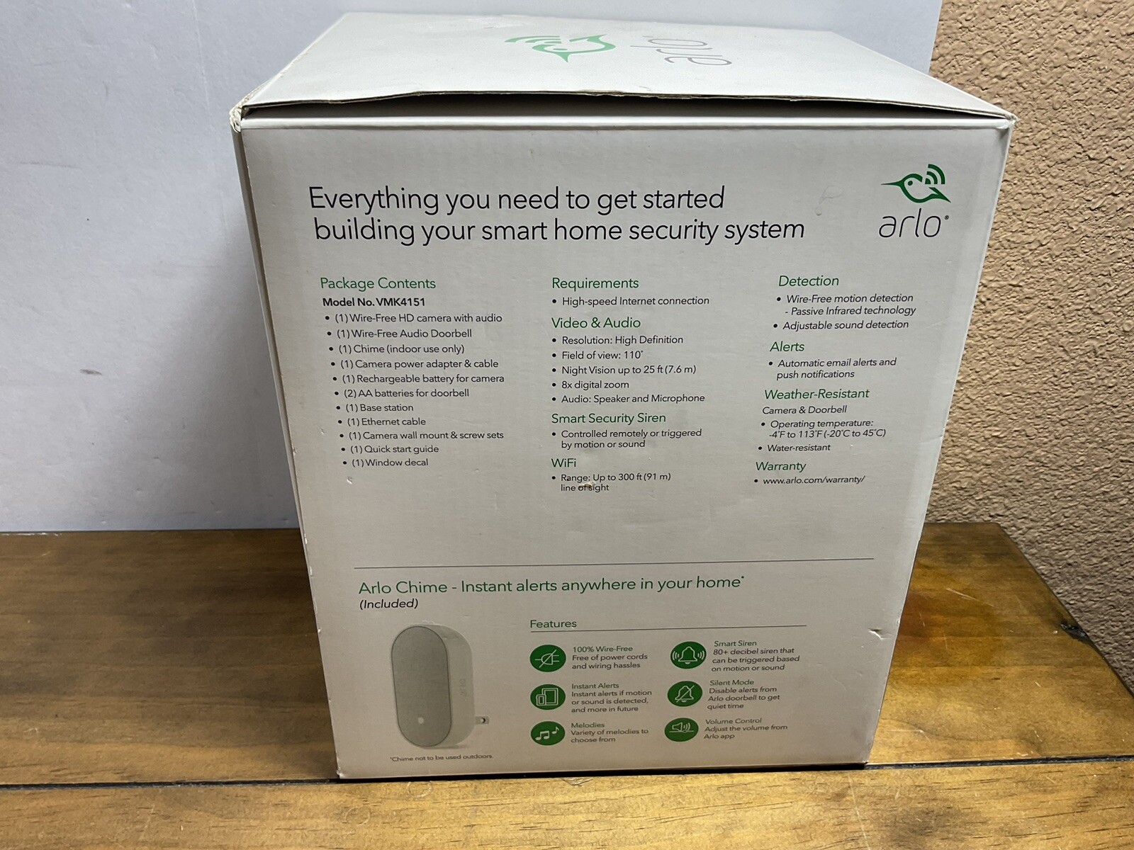 Arlo Smart Home Pro HD Camera Plus Audio Doorbell and Chime System