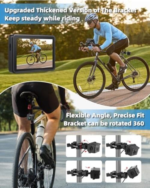 Bike Camera with 5000mAh Rechargeable Battery 360° Rotation 4.3” HD 1080P