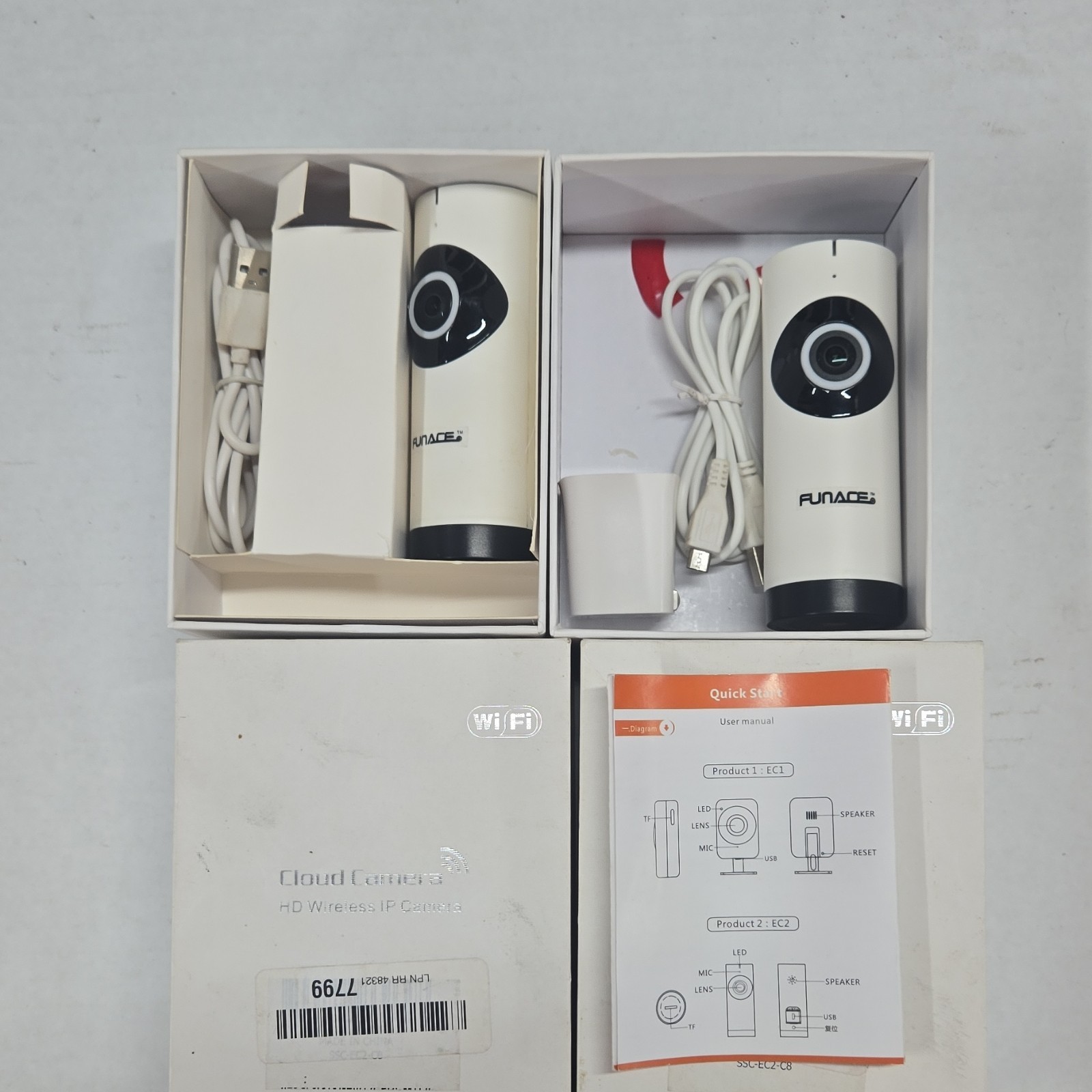 FUNACE Cloud Camera HD Wireless IP Camera 2-Pack Wi-Fi Indoor Speaker Microphone