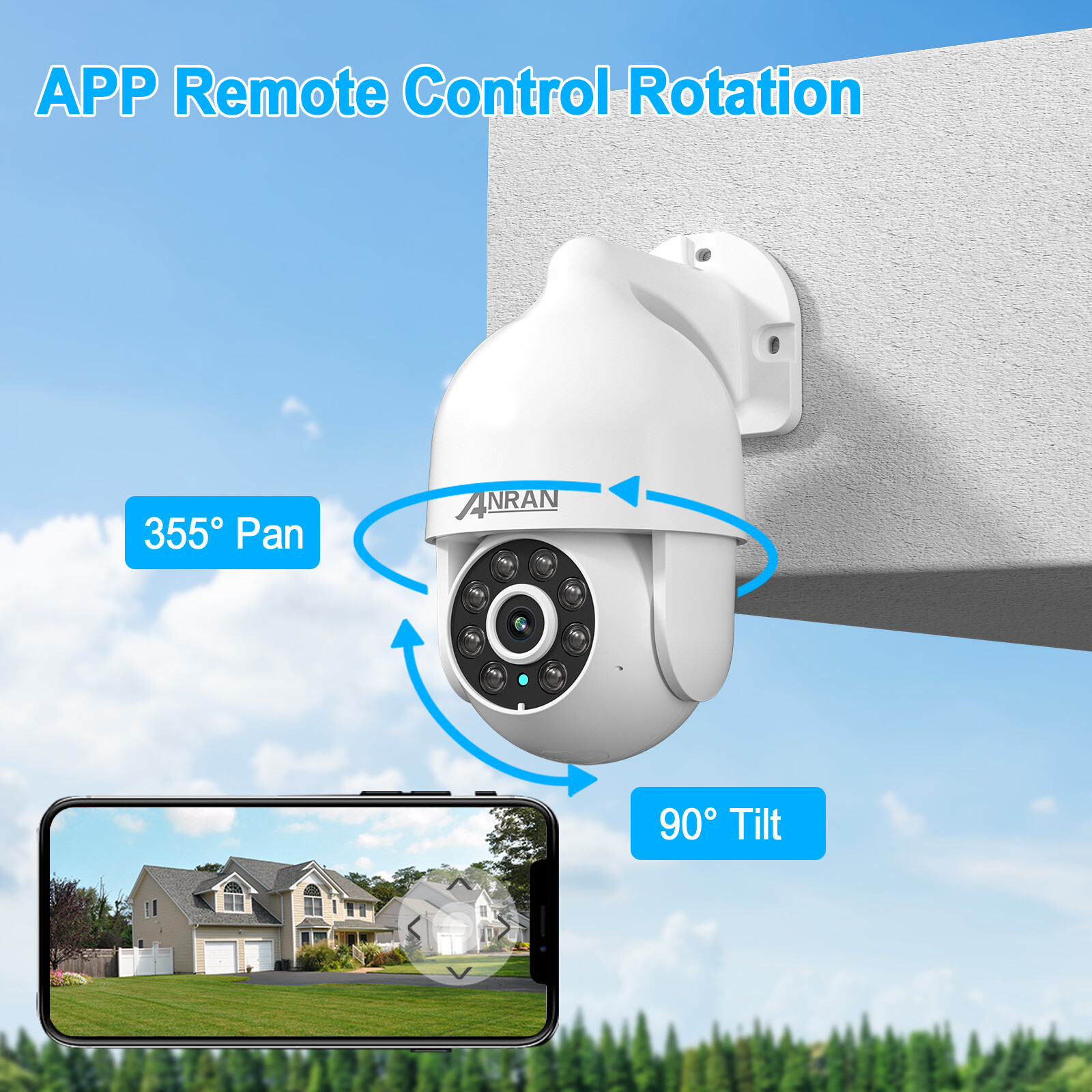 ANRAN 8MP 4K PoE Home Security Camera System Outdoor 8CH NVR 2 Way Audio 4TB HDD