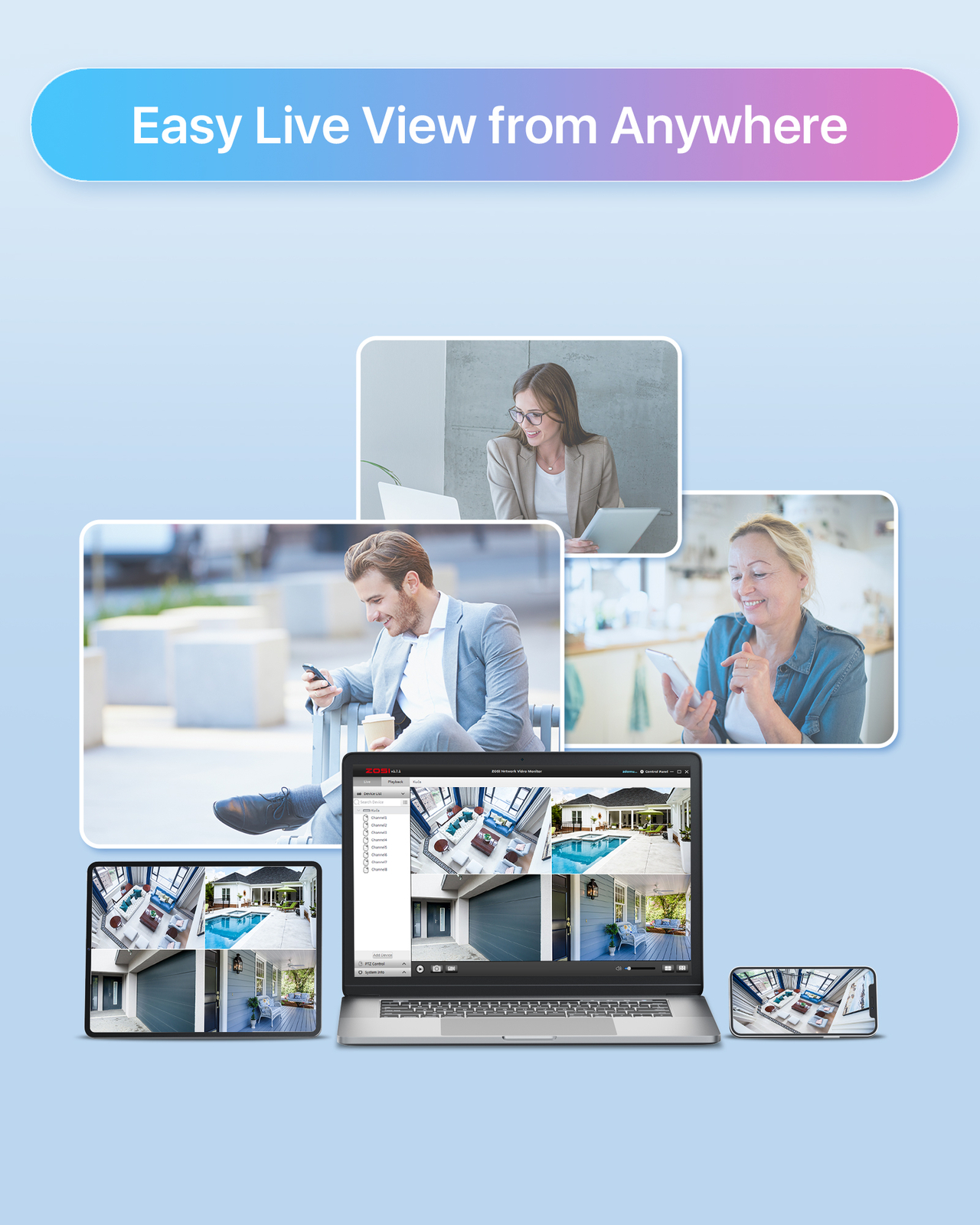 ZOSI 4PK 4MP PoE Security IP Camera System 100ft IR Night Mic Outdoor AI Detect