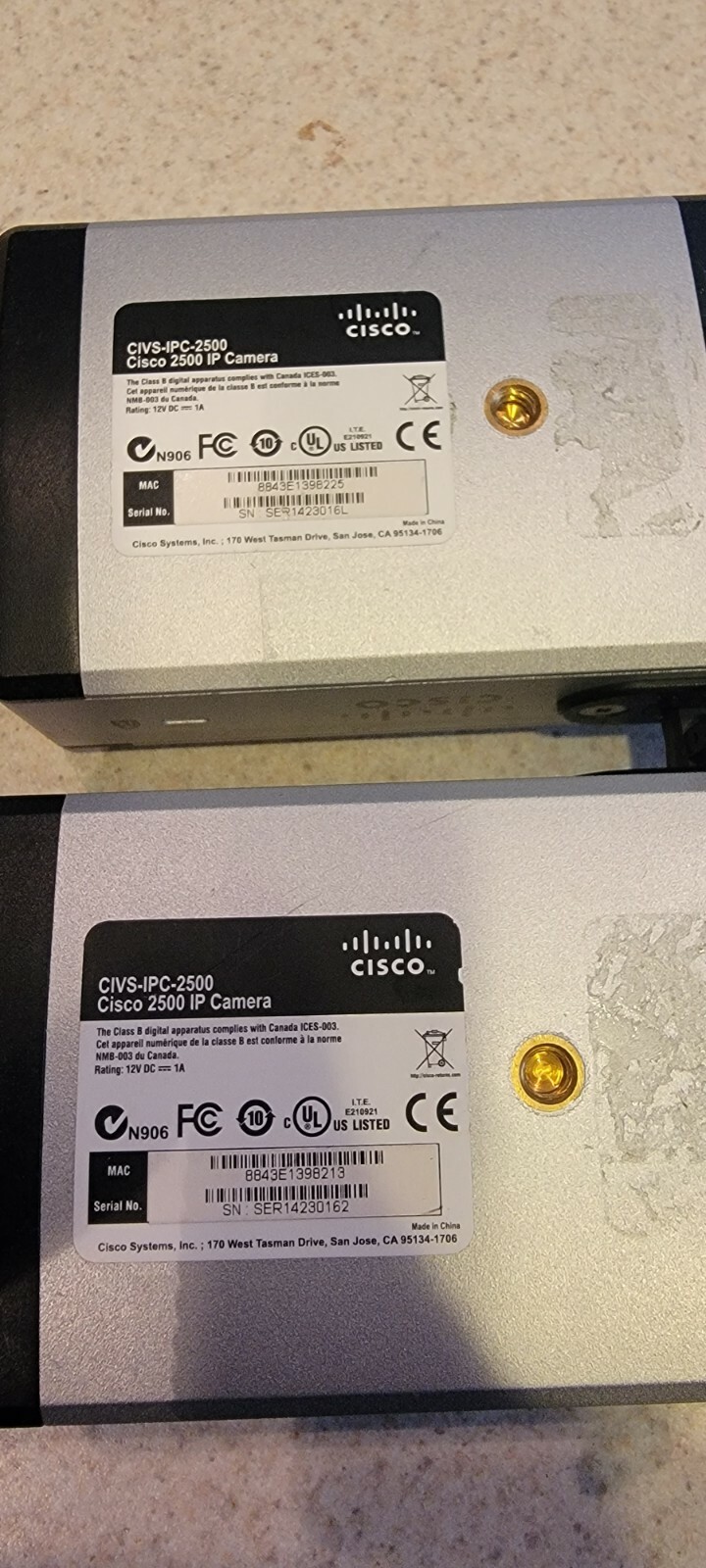 Lot of 2 – Cisco CIVS-IPC-2500 Video Surveillance 2500 Series IP Camera