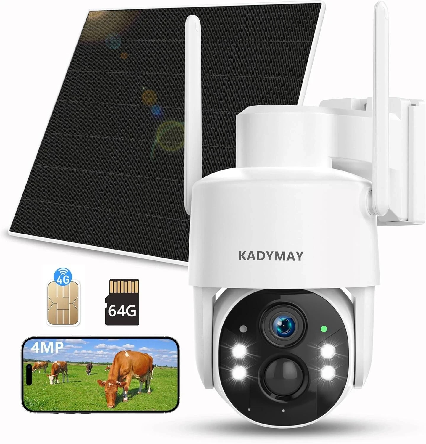 4G LTE Cellular Security Camera No Internet Needed, Solar No Wifi Security Cam