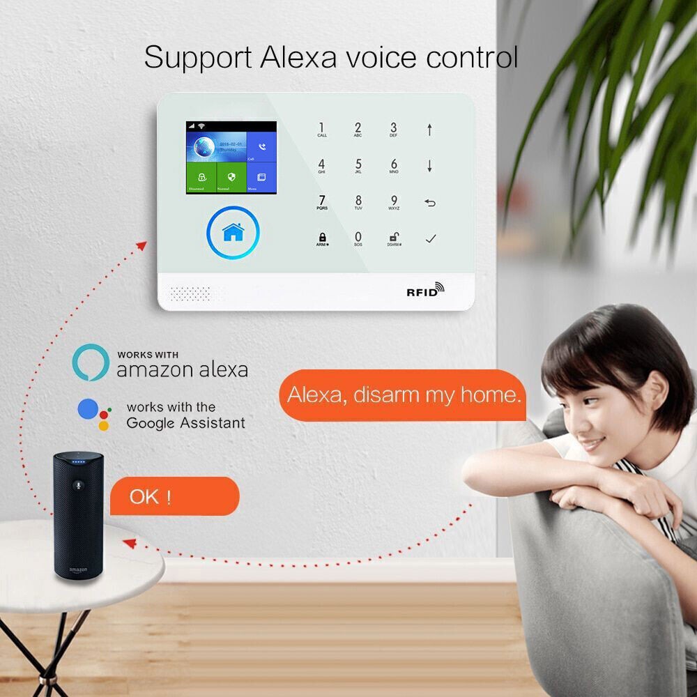 TUYA WiFi+US 4G GSM Smart Home Security Alarm System w/Keypad PIR Door Sensor
