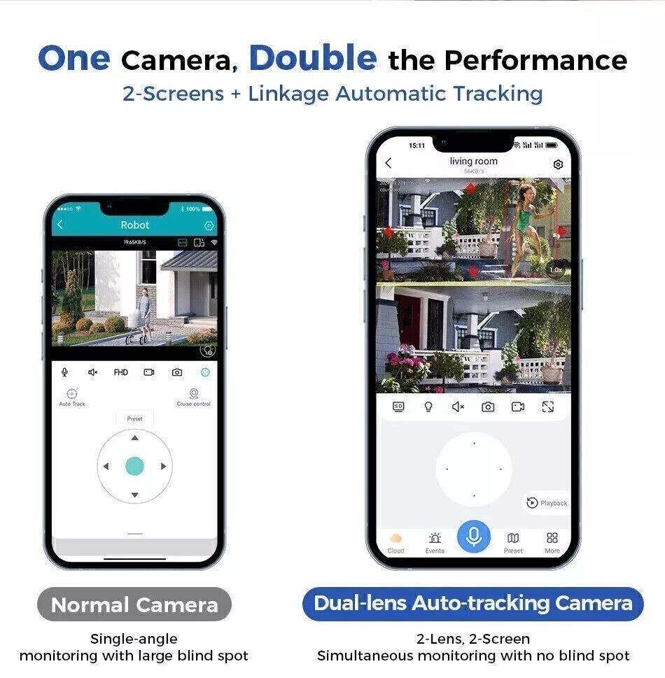 360° View Wireless CCTV Security Camera System Outdoor Home Surveillance Monitor