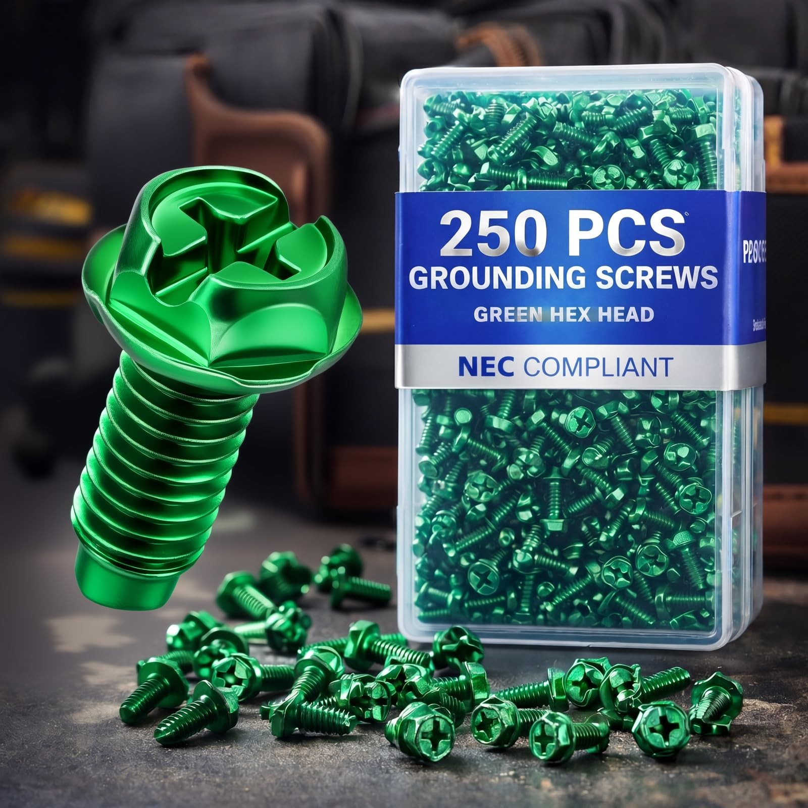Tandefio 100 Pcs Ground Screws for Electrical Box, 10-32 x 3/8 3/8″, green
