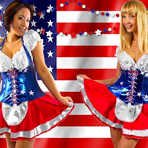 2 Pack Patriotic Felt Ball Garland Each Garland 6.56ft Red White and Blue Pom