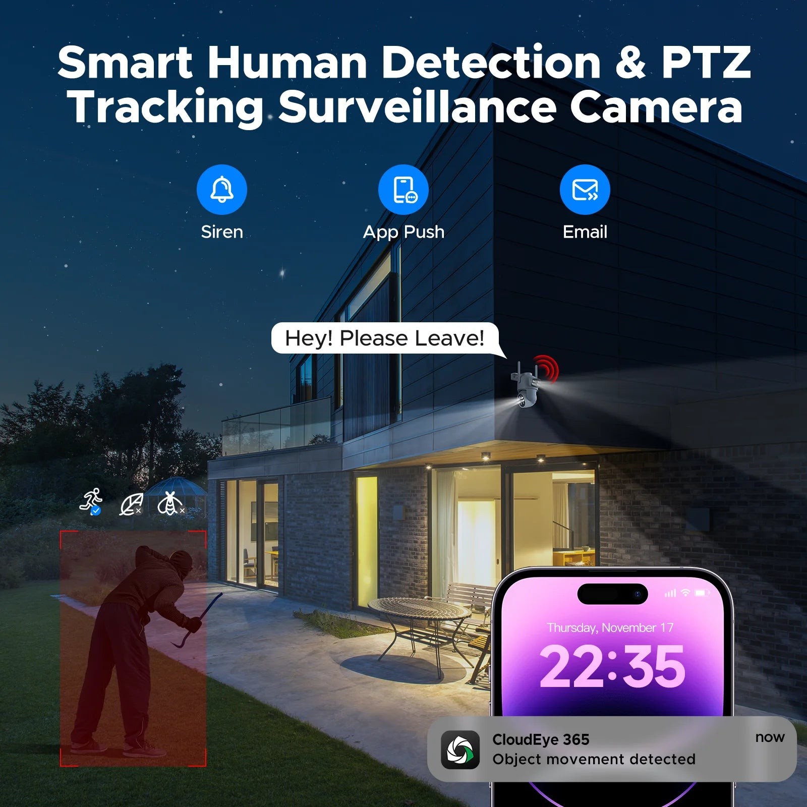 10CH Wireless Security Camera System Outdoor 4MP PTZ HDMI Output NVR 24/7 Record
