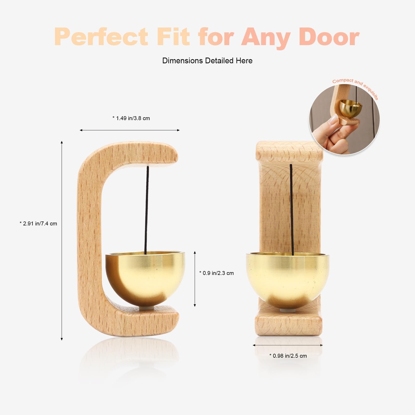Magnetic Door Chime 2-Pack – Wooden Wind Bells for Opening, Beech