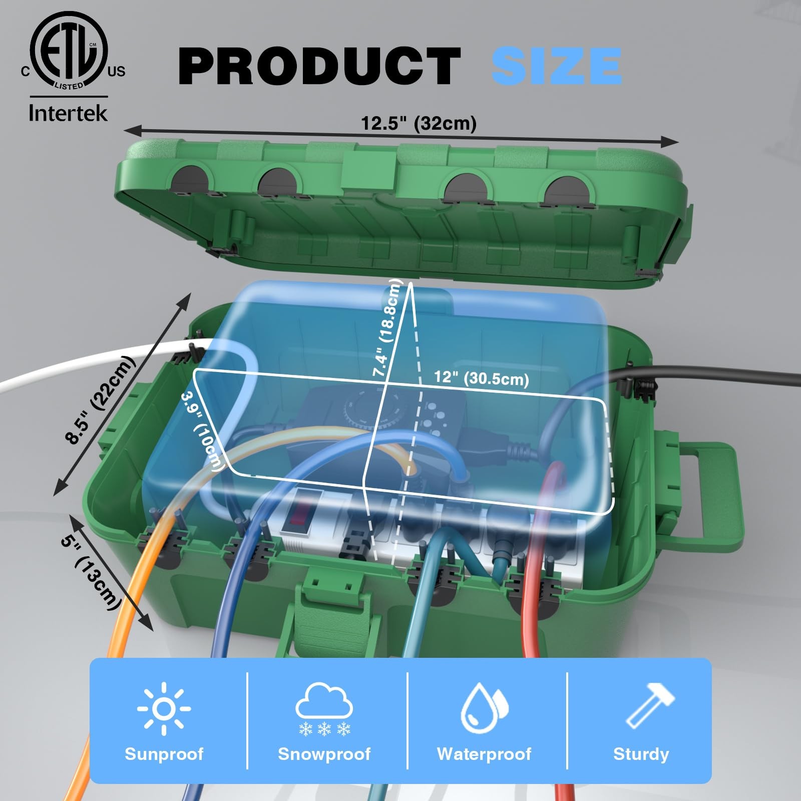 Flemoon IP54 Waterproof Electrical Box, Outdoor Plug Cover Green