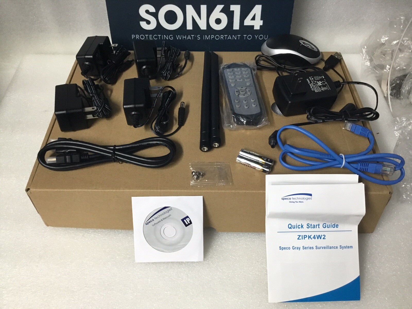 SPECO ZIPK4W2 4-Channel Wireless NVR 1TB HDD 4 Wireless Network 2MP Cameras NEW!