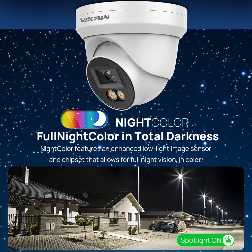 Vikylin 8CH 8POE 4K 8MP Outdoor Security Camera System Color Night Vision Lot