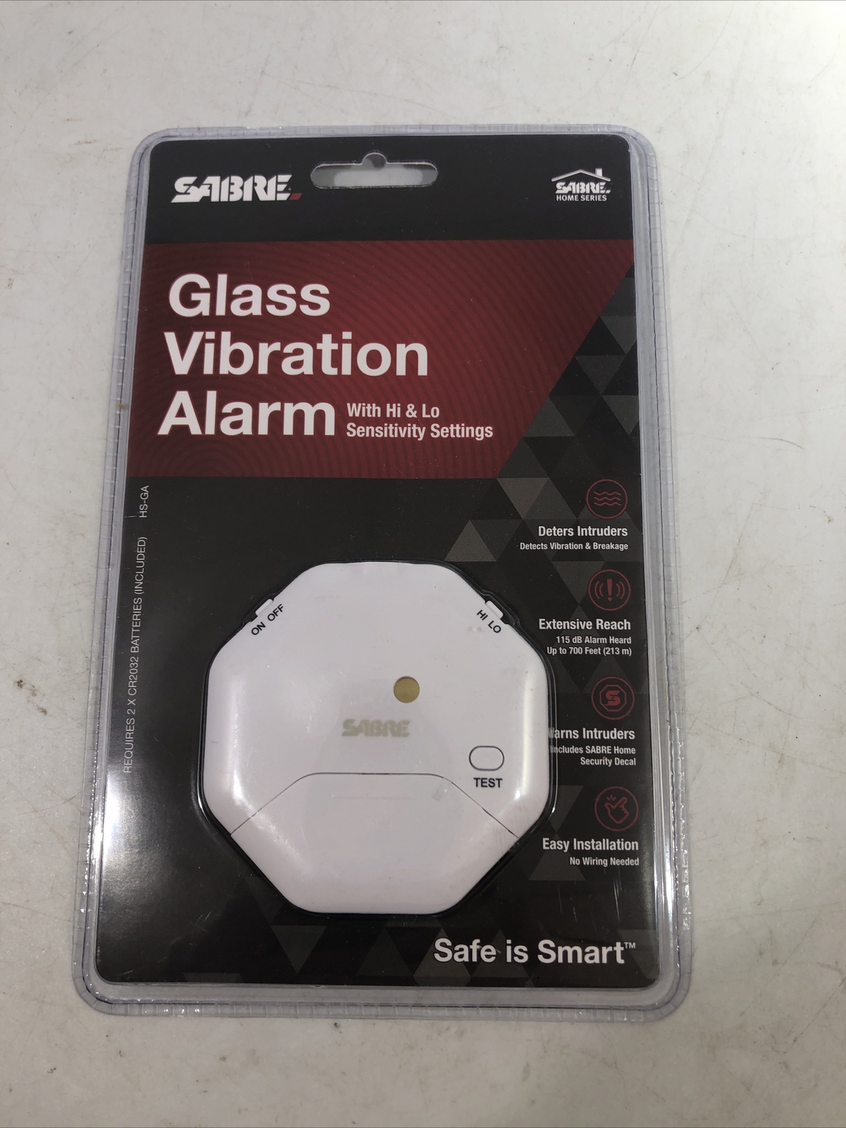 SABRE HS-GA Wireless Window Glass Break & Vibration Detector Alarm with Security