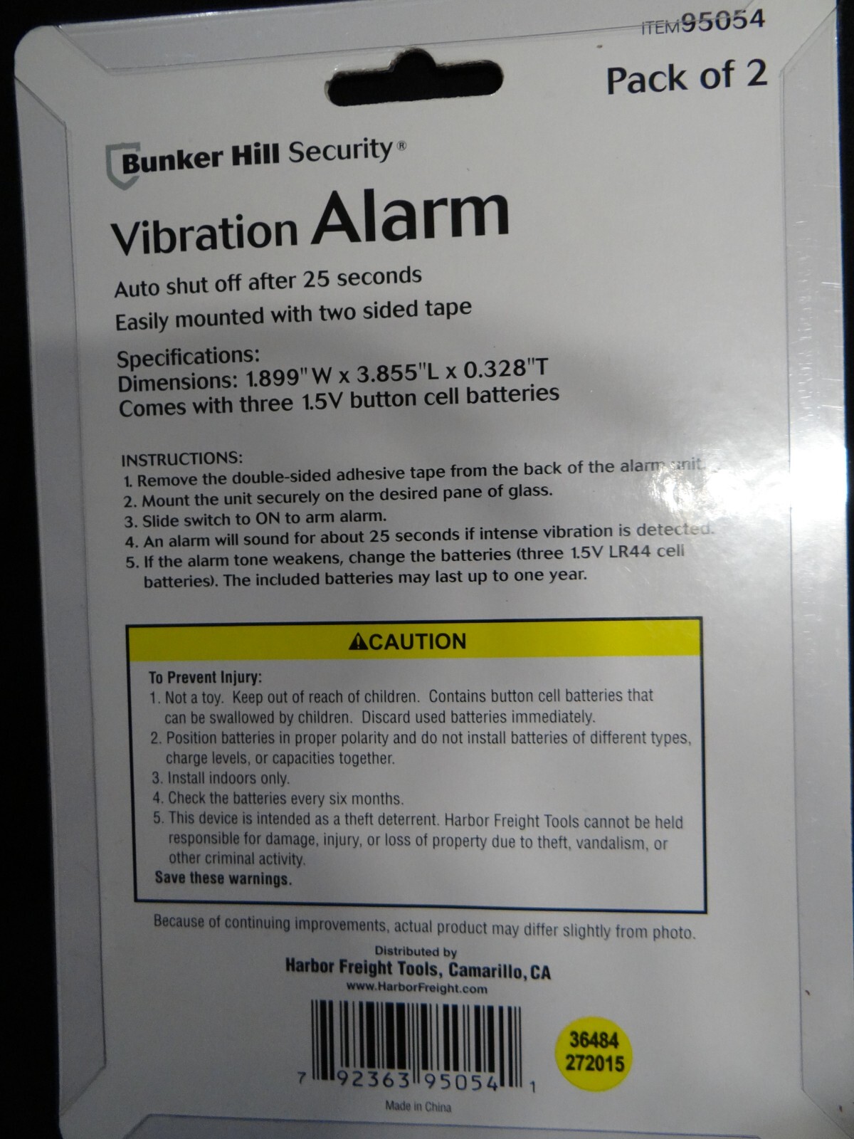 Bunker Hill Security Window and Door Vibration Alarm – free shipping