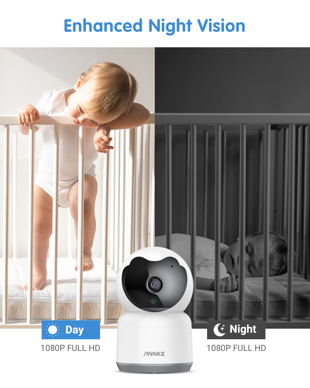 ANNKE 1080P WiFi IP Security Camera Pan/Tilt Two Way Audio Home Baby Pet Monitor