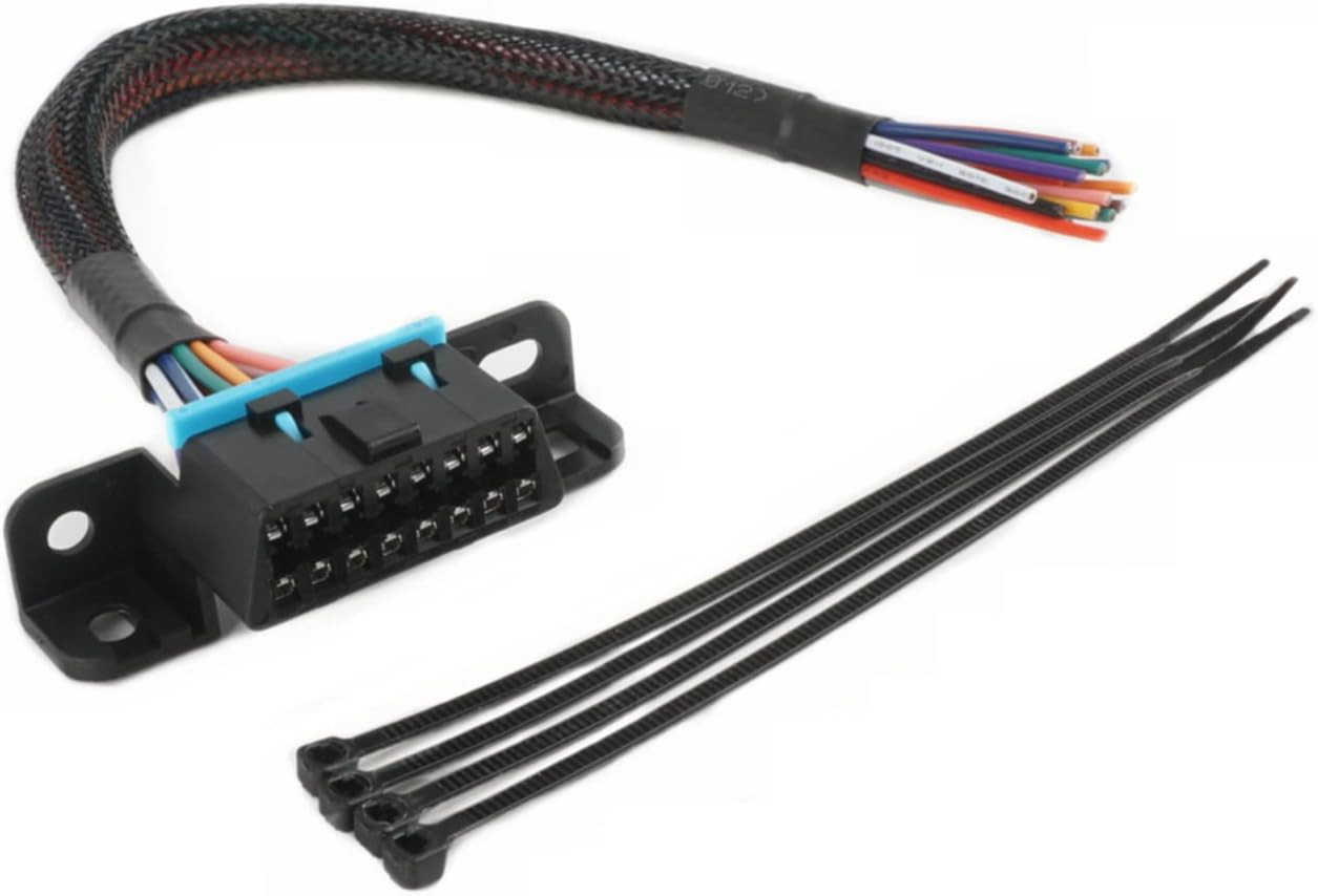 16PIN J1962F OBD2 Female to Open Cable OBDII Dash Port Pigtail Fixed Wire Harnes