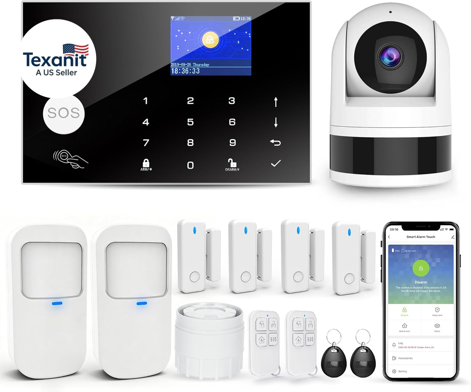 Home Security System with Camera, Wifi + GSM Home Alarm Kit with Phone App Alert