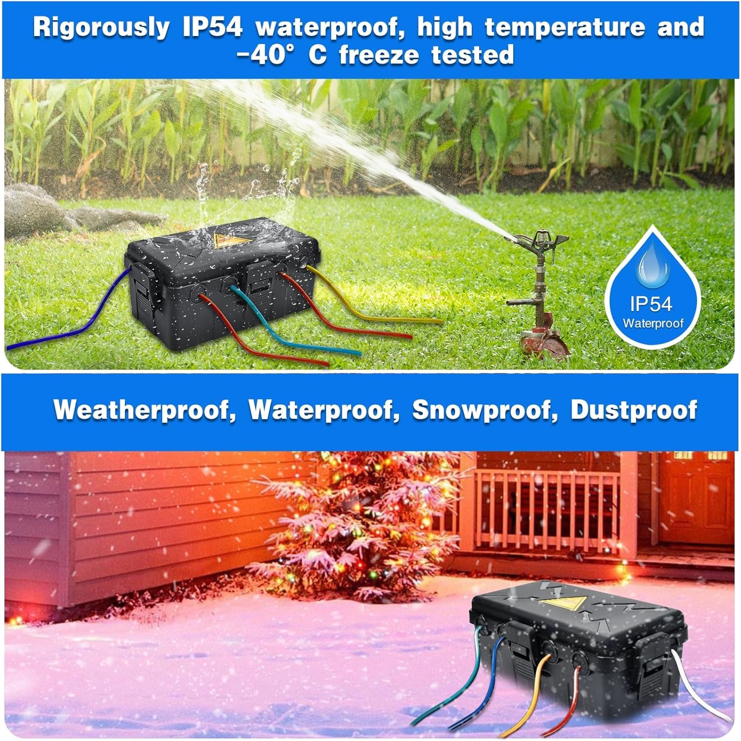 Hrensaw Medium Outdoor Electrical Box(10.6×5.5×4.5inch),Weatherproof Black