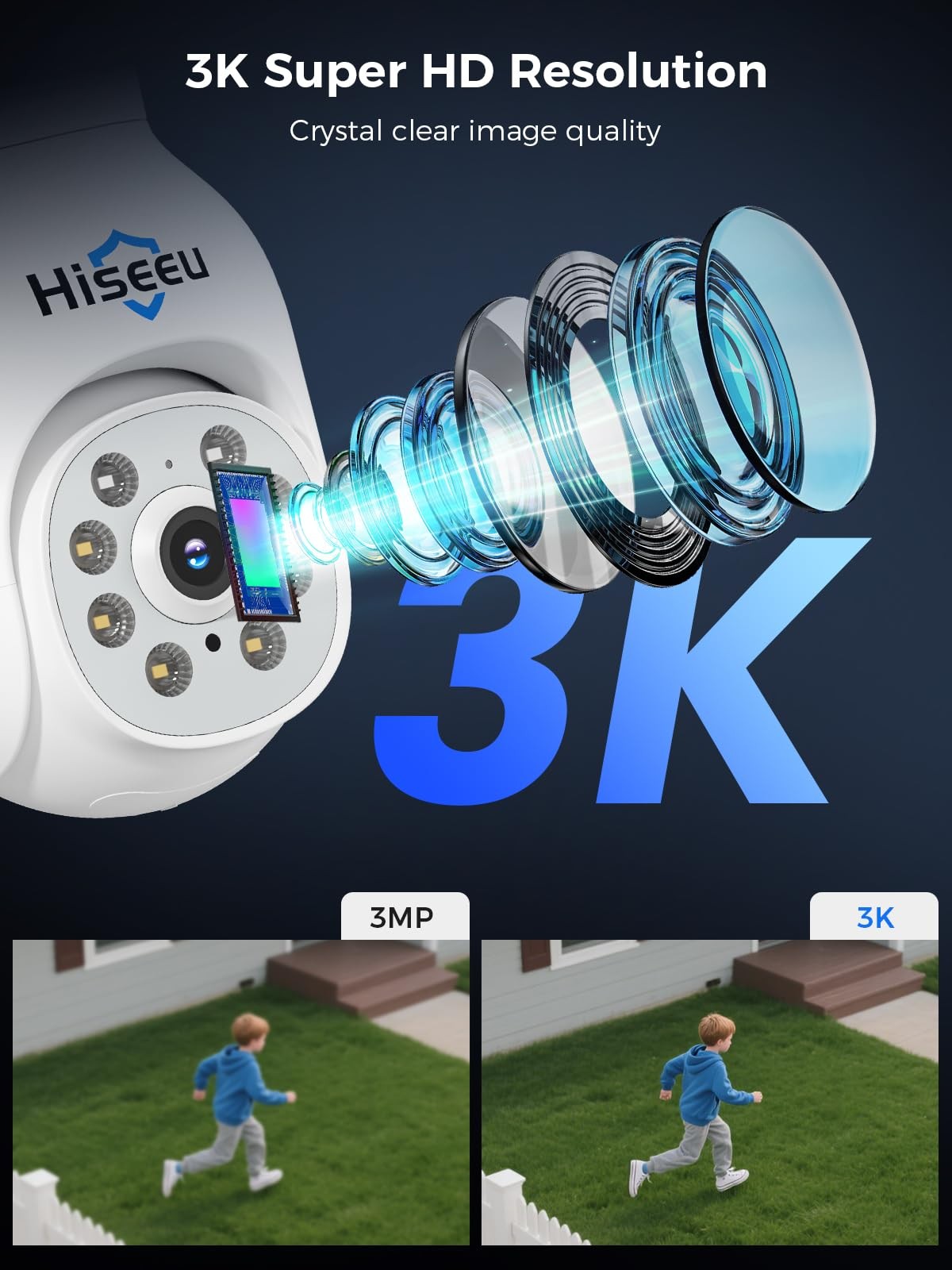 Hiseeu Wireless Security Camera System, 5MP Outdoor Cameras with White
