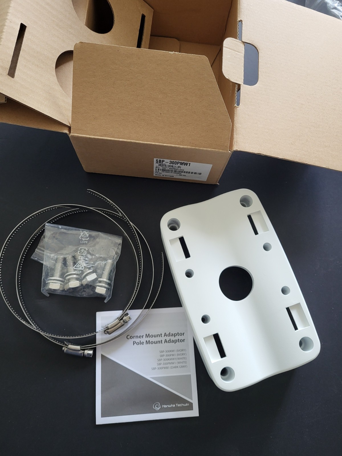 Hanwha Techwin SBP-300PMW1 Pole Mount Adapter Accessory