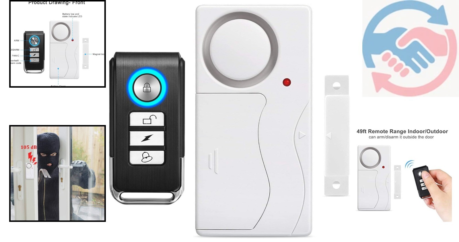 Battery-Powered Security Alarm for Doors & Windows – 105dB Loud Alert System