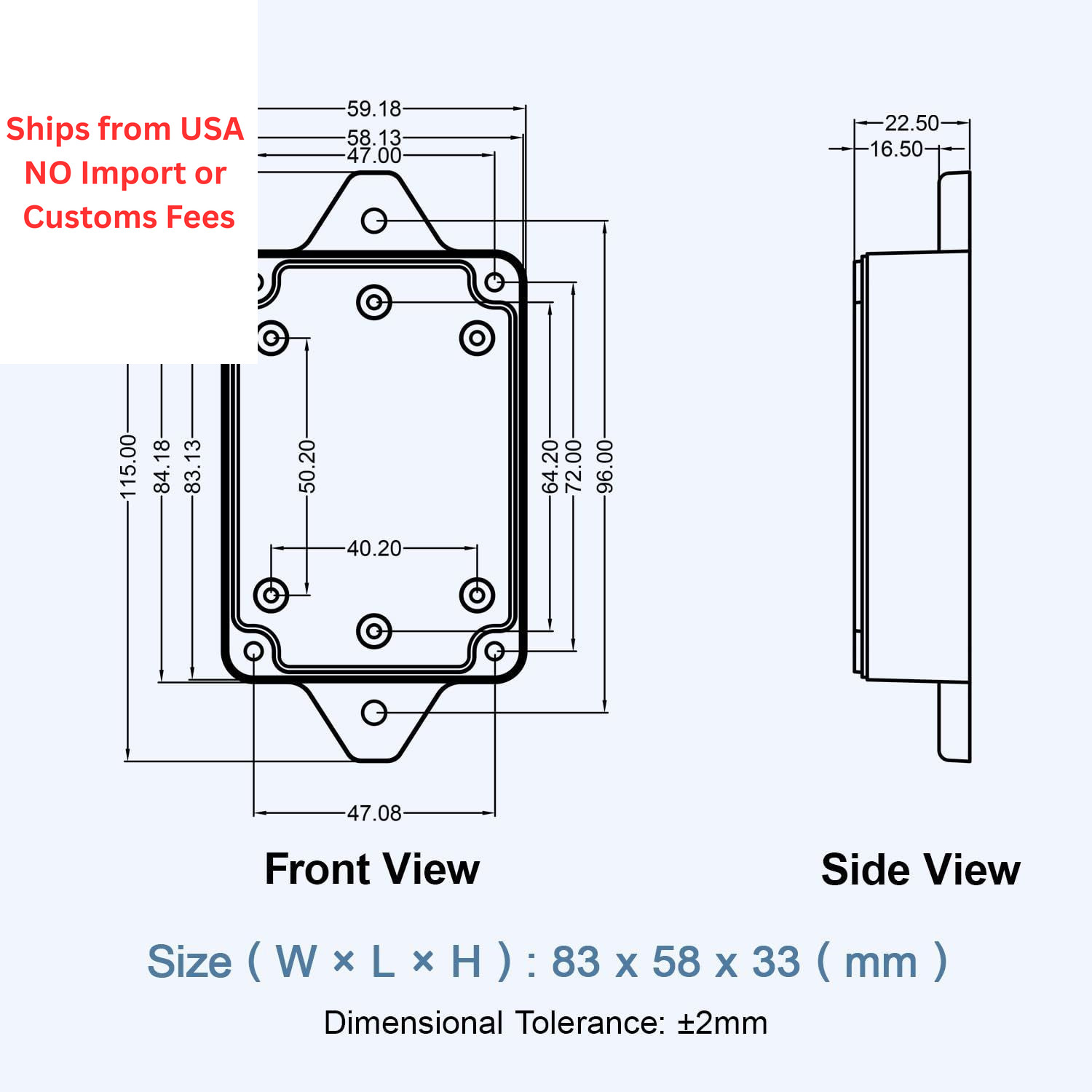 LMioEtool Junction Box with Clear Cover IP65 3.2″x 2.2″x 1.3″, 2 packs