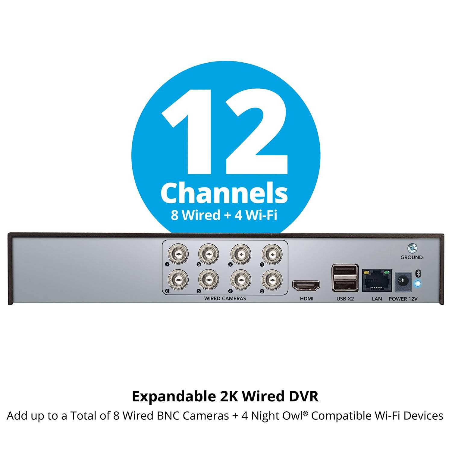 2-Way Audio 12 Channel DVR Security System with 2TB Hard Drive and 8 Wired 2K De