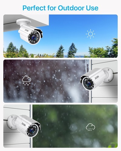 ZOSI 4PCS White Metal 1080P Home TVI Security Cameras CCTV Outdoor Night Vision
