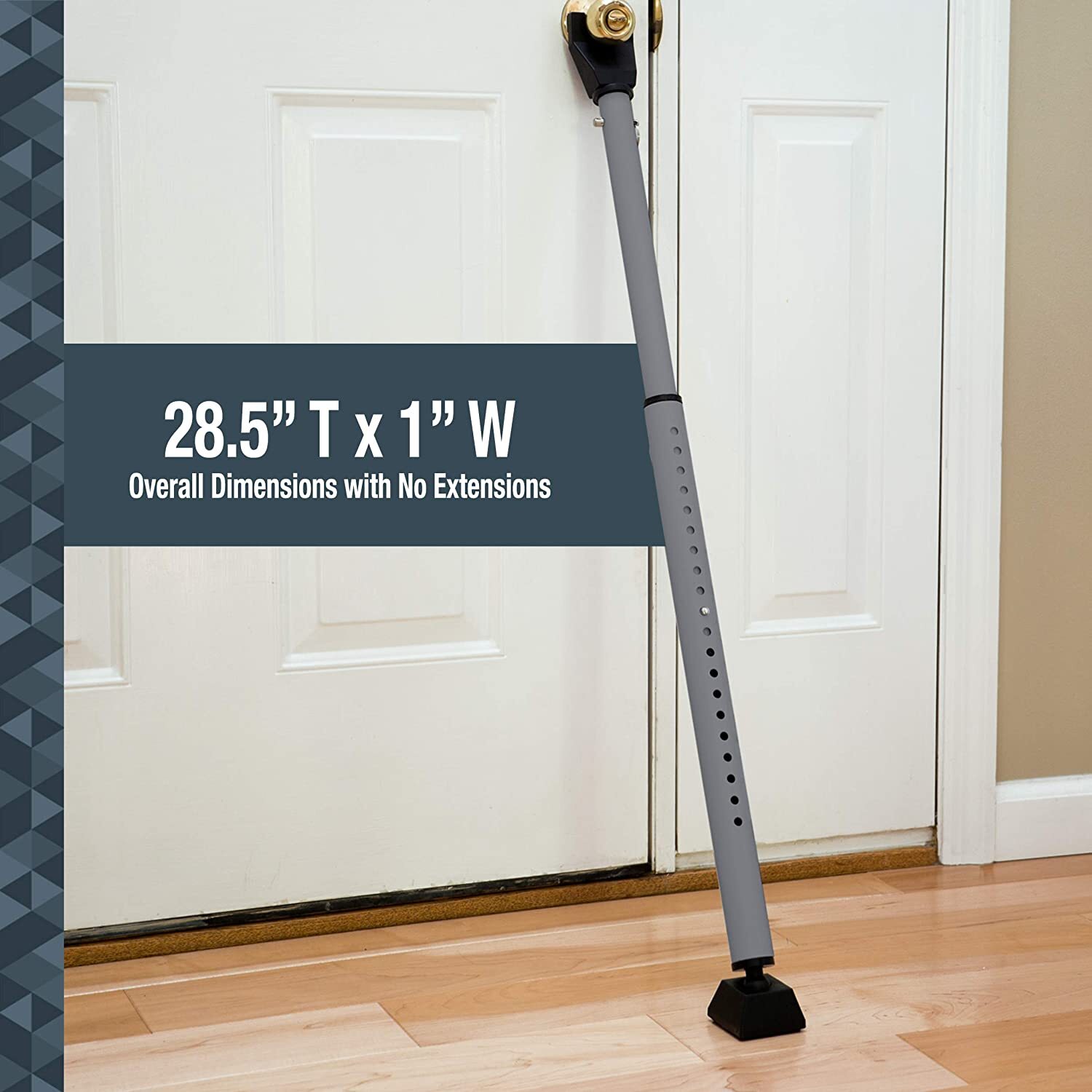 SABRE Adjustable 2-in-1 Door Security Bar Door Stop Bar Secures Onto Door Knob