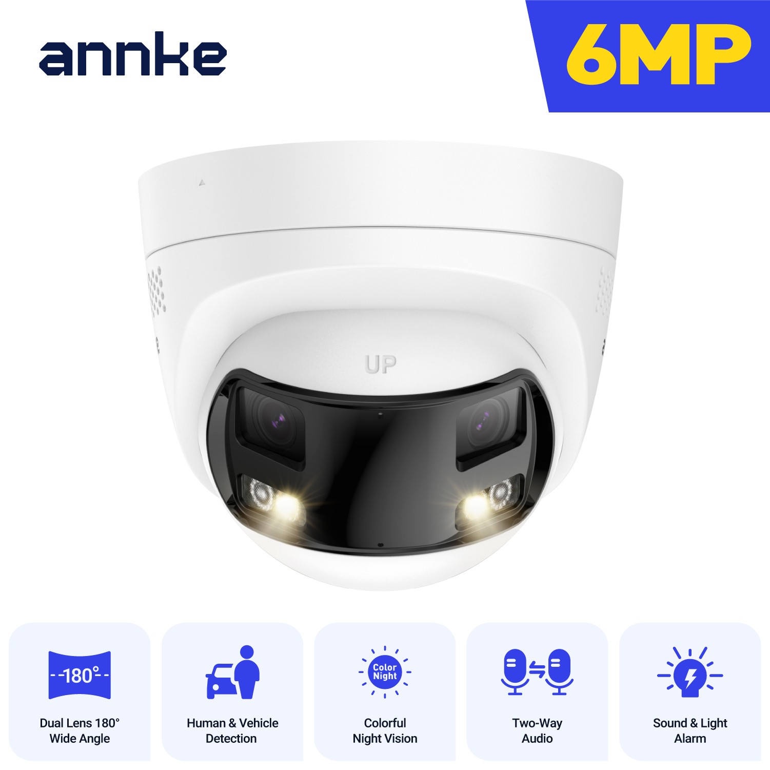 ANNKE FCD600 6MP Dual Lens PoE Security IP Camera AI Color Night Two Way Audio