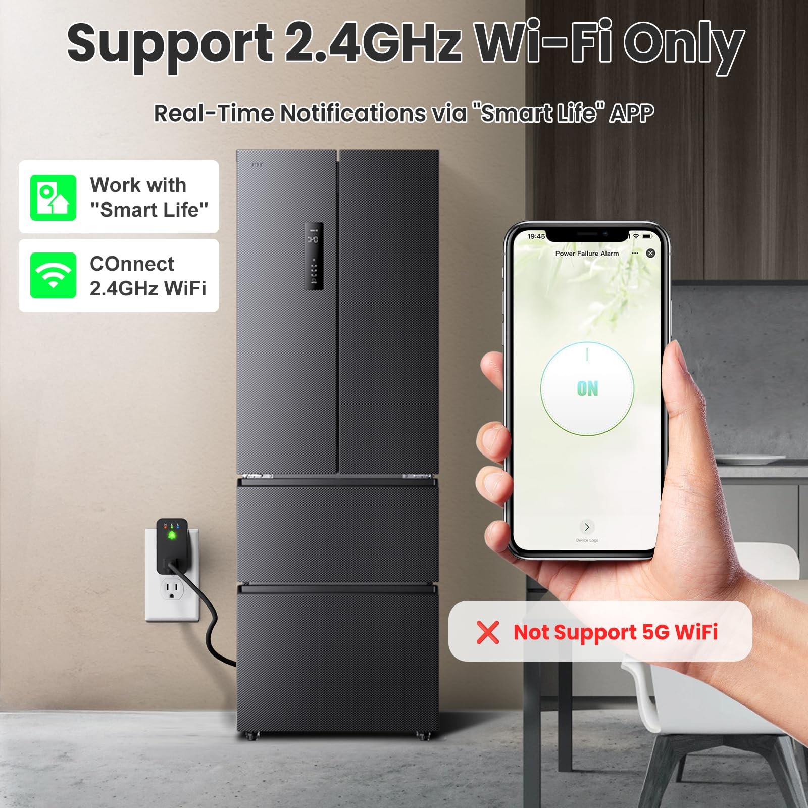 Smart WiFi Power Outage Alarm Fridge Freezer Sump Pump Alert 110dB App