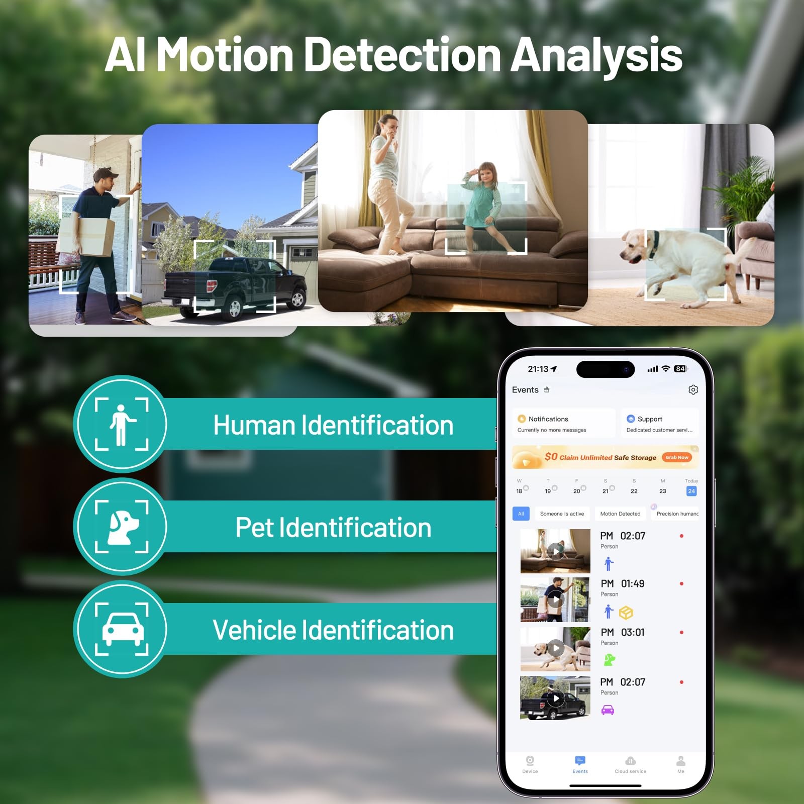 volmees 2K Window Camera, 5G & 2.4GHz WiFi Indoor Dome Camera Short-2P, Black