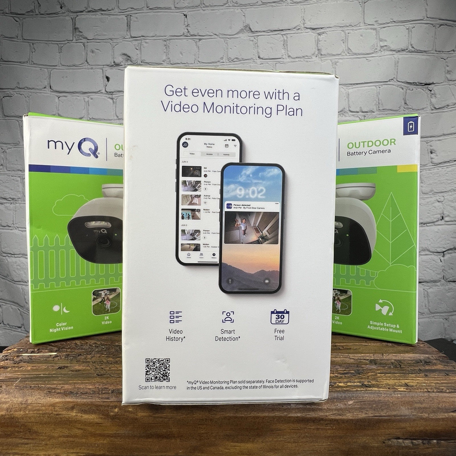 myQ Outdoor Battery Camera 3-Pack 2K Wi-Fi Color Night Vision Outdoor