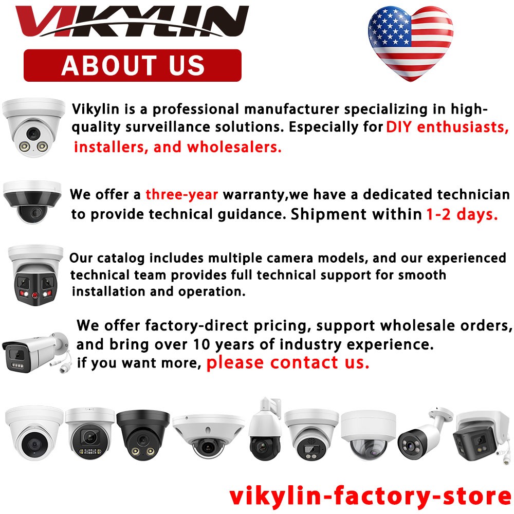 VIKYLIN 16CH NVR POE 24H Color Outdoor CCTV MIC 8MP Security Camera Systems Lot