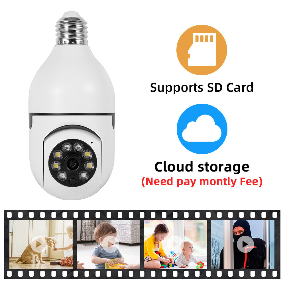 KERUI 360° 1080P Light Bulb Camera Wi-Fi IR Night Smart Home Wireless Security
