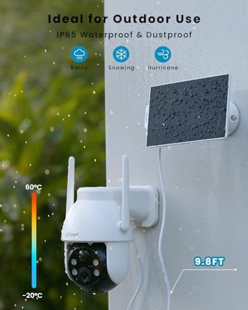 Security Cameras Wireless Outdoor, 2K Solar & Battery Powered Camera(White)