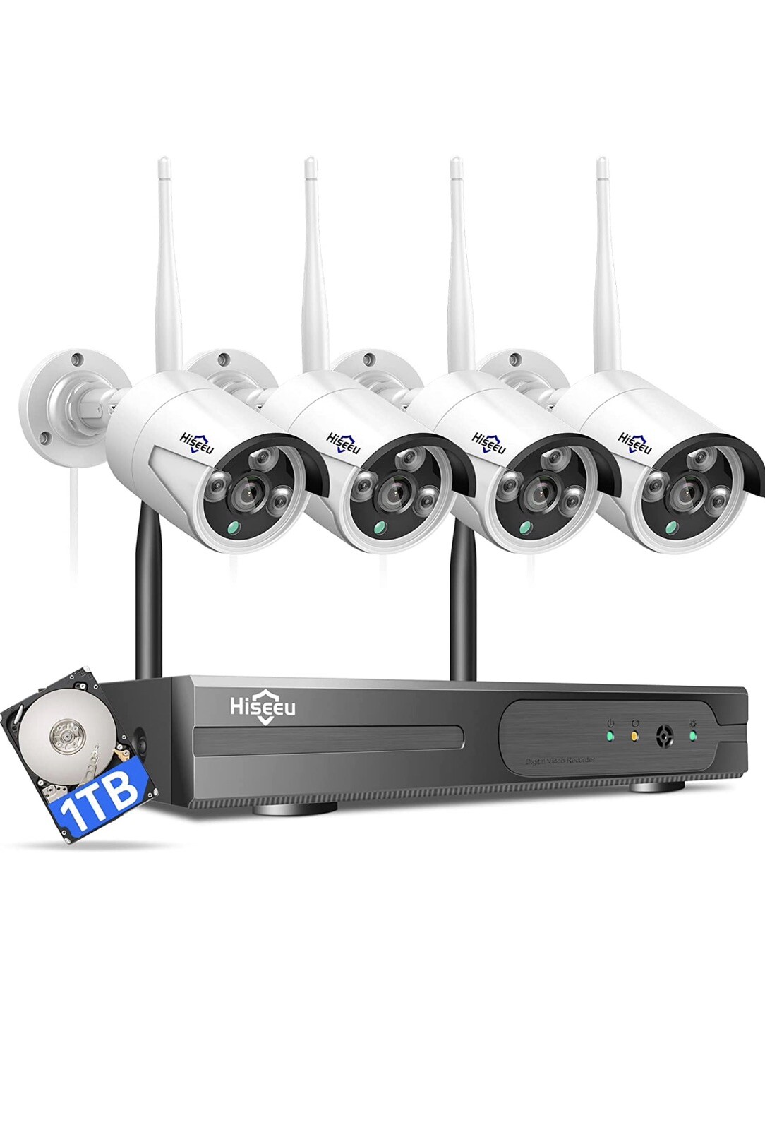 HISEEU Wifi IP 3MP 8CH NVR Kit Wireless Security Camera System CCTV Outdoor