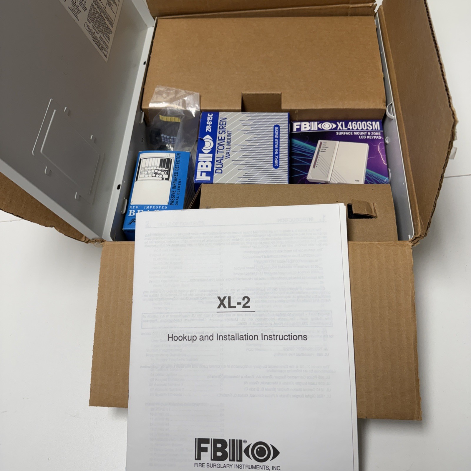 FBII Fire Burglary Instruments XL-2pk Security Alarm KIT Panel Keypad Motion NEW