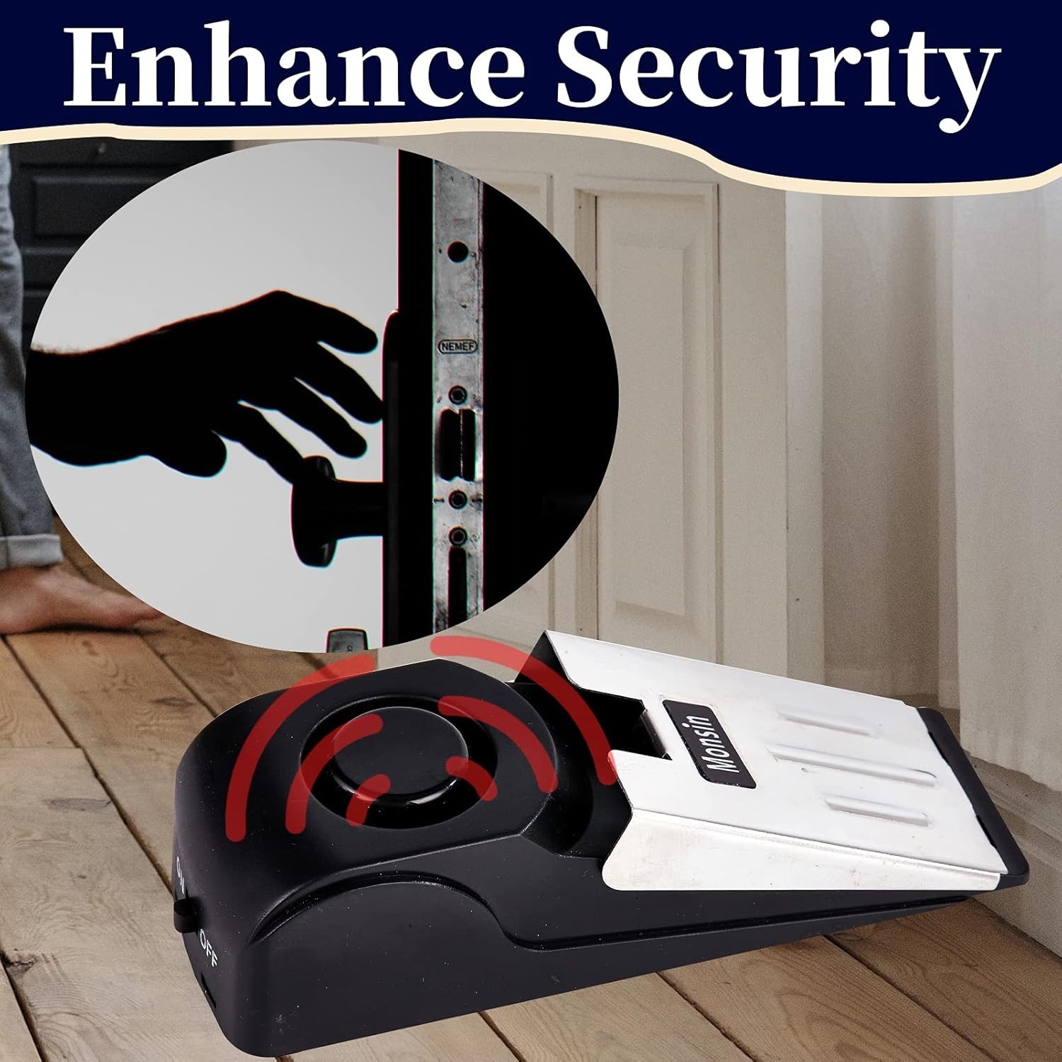 Modern Door Stop Alarm – 120DB Wedge Design for Ultimate Security Protection