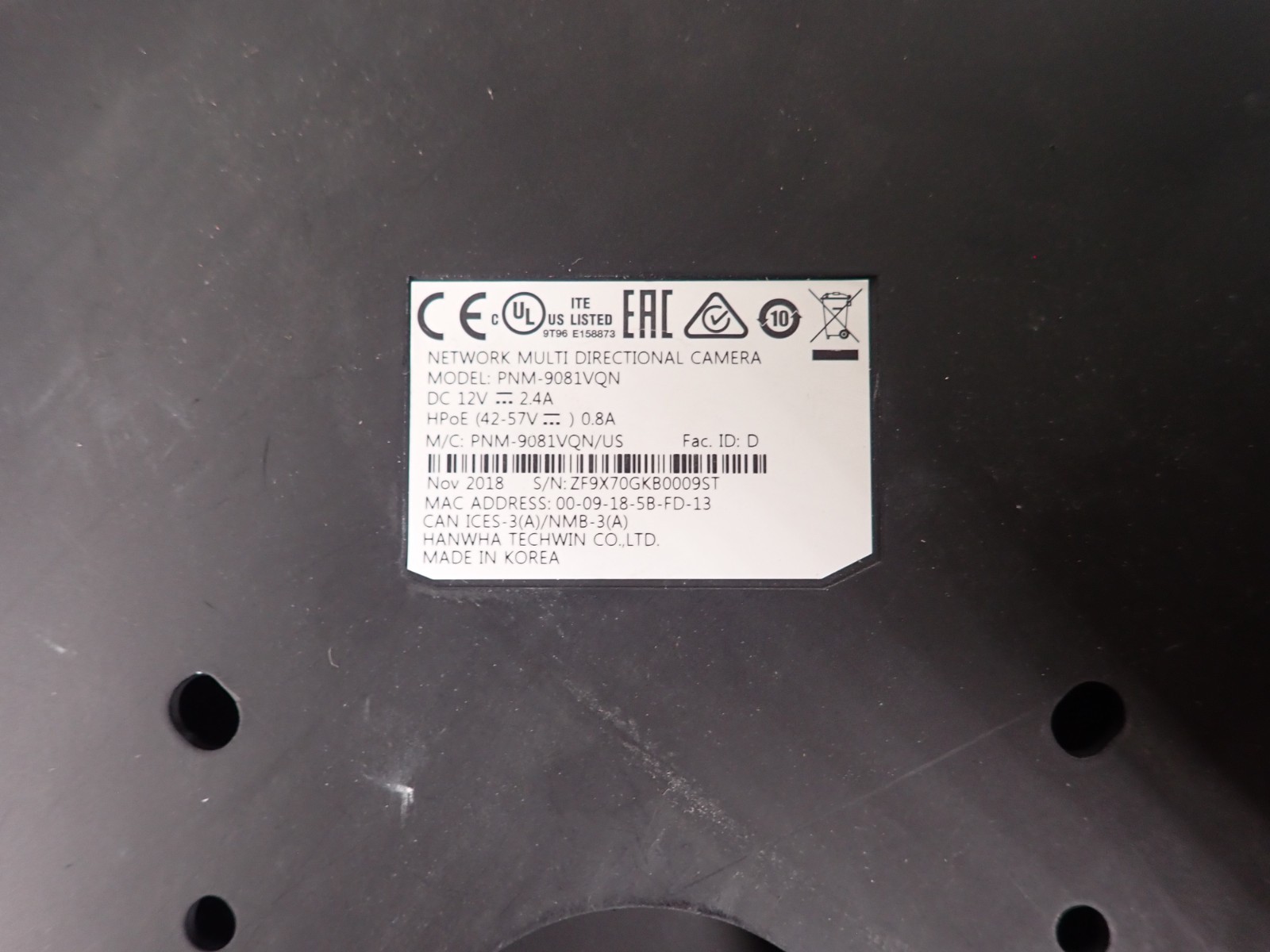 Hanwha Techwin WiseNet PNM-9081VQN Security Camera