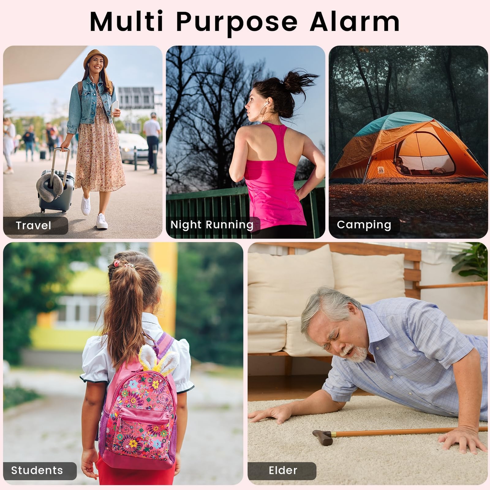 Personal Safety Alarm – 135dB Ultra Loud Siren with LED Strobe Light, USB-C R…