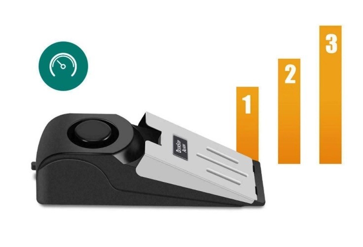 LOT OF 3 120dB Anti-theft Burglar Stop Security Wedge Shaped Door Stop Alarm