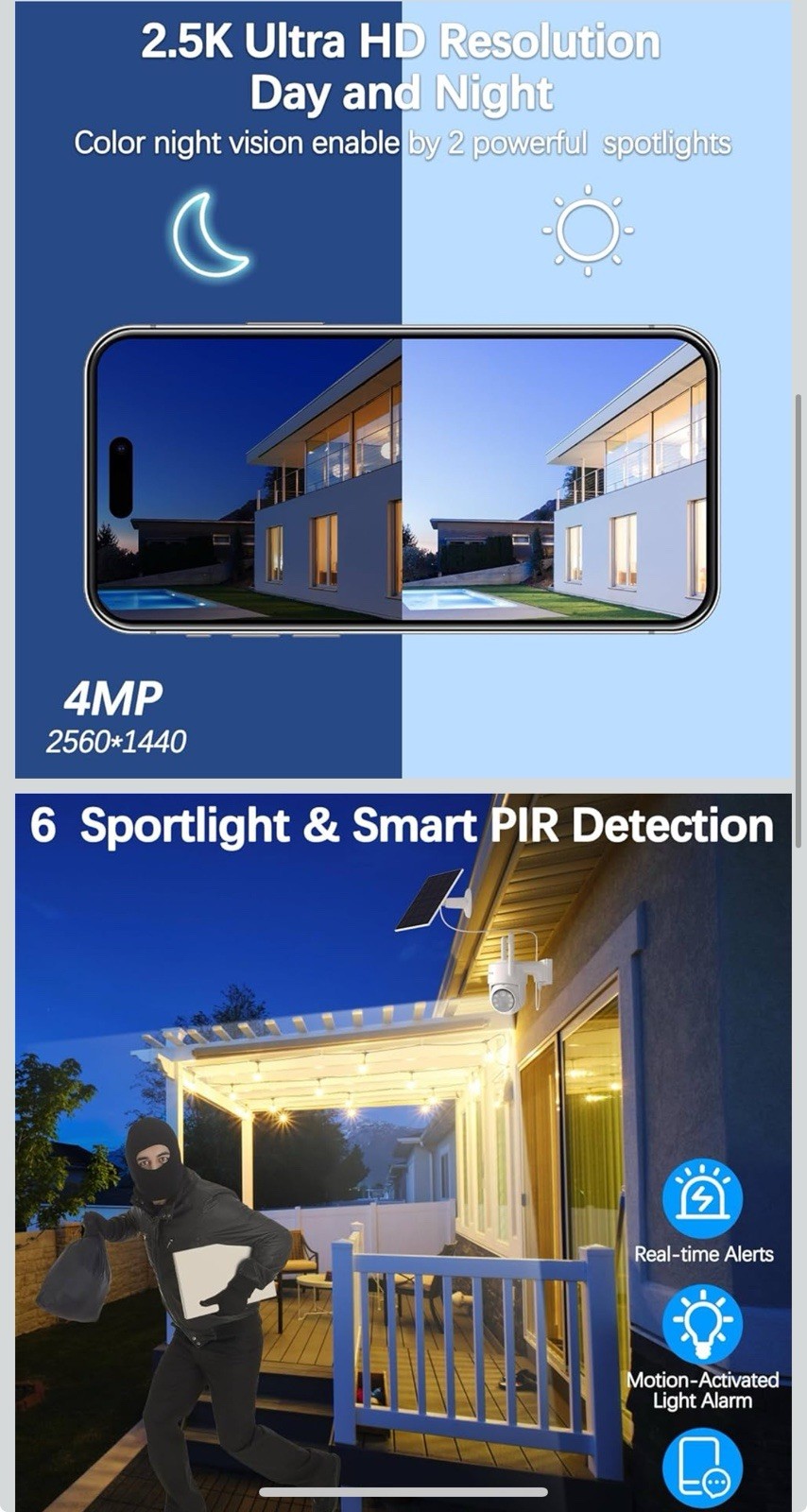 Tris Home Wireless Outdoor PTZ Camera 2-2-Pack, Solar, Weatherproof