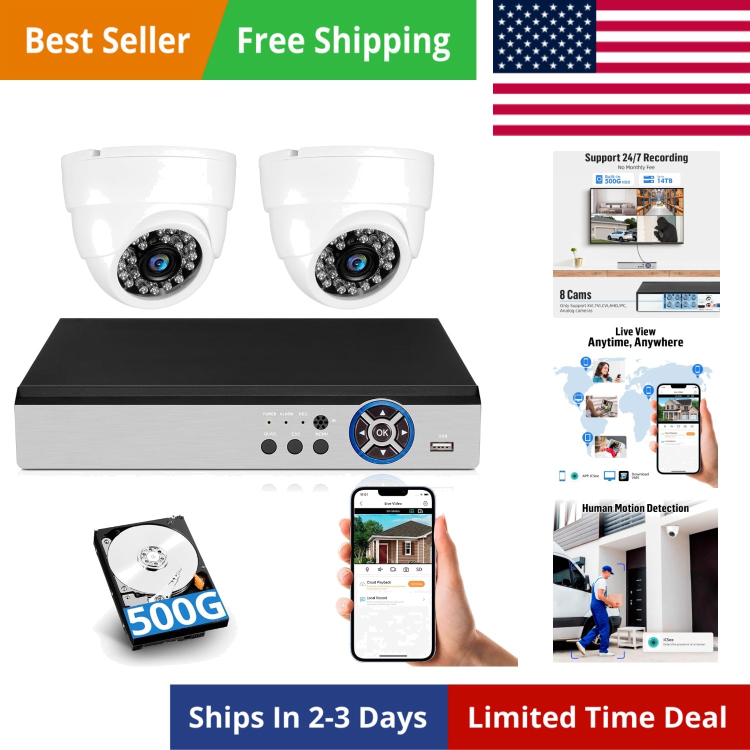 5MP Security Camera System Indoor with AI Human Detection, 8CH H.265+ Securit…