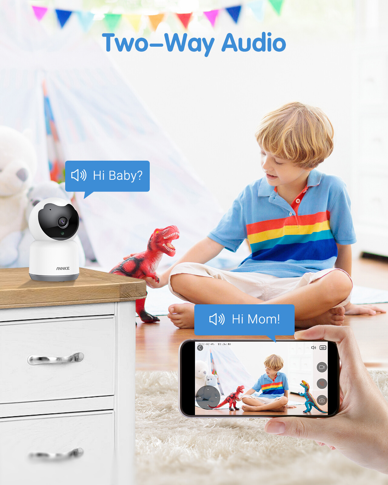 ANNKE 1080P WiFi IP Security Camera Pan/Tilt Two Way Audio Home Baby Pet Monitor