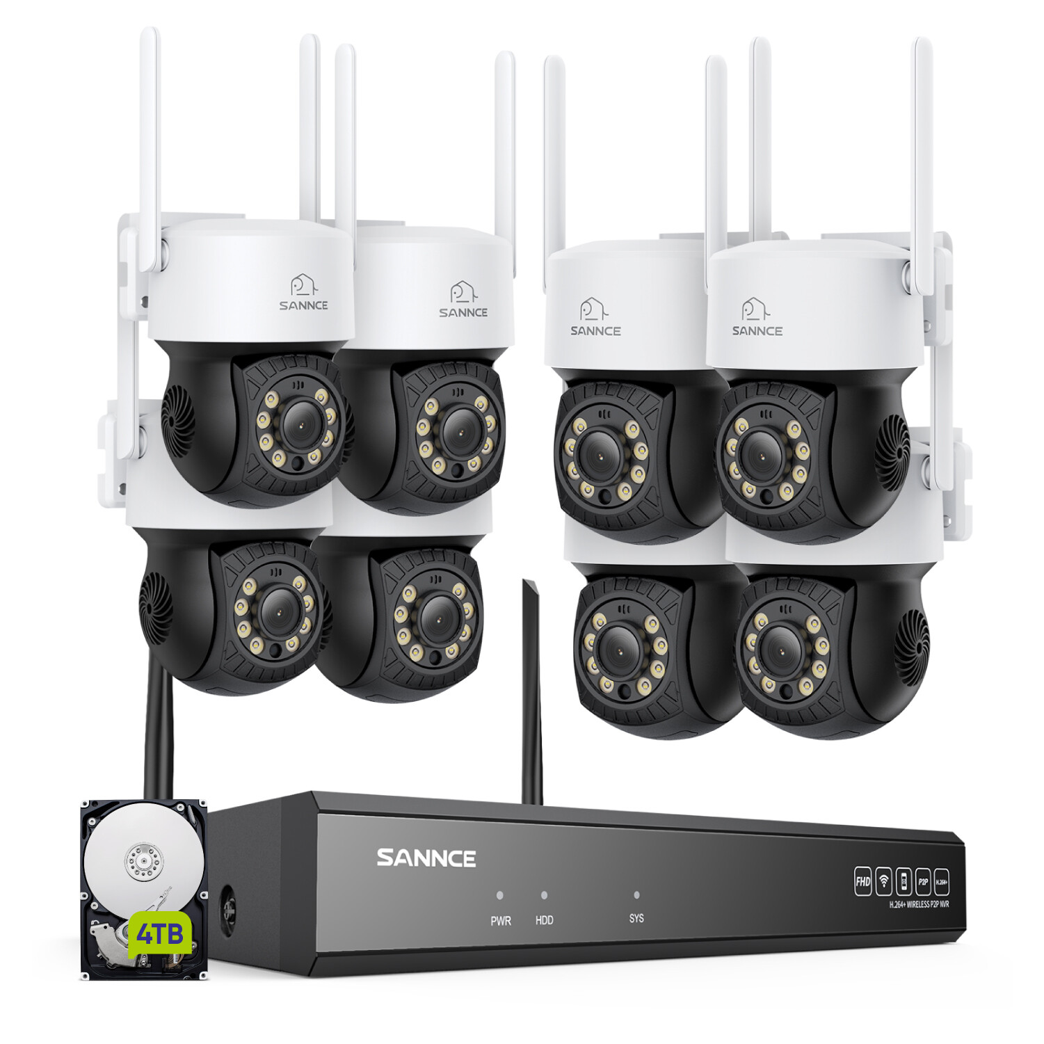 SANNCE 5MP 10CH NVR 3MP Color PT Security Camera System Two Way Audio Auto Track