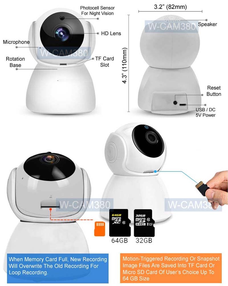 Wi-Fi Remote Home Surveillance Camera 2-Way Audio PTZ Control Alarm Smart EZ App